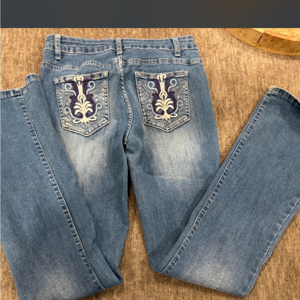 SHEIN Blue Embroidered Skinny Jeans for Men